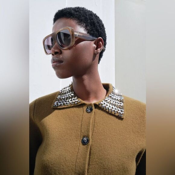 ZARA 100% WOOL JEWEL COLLAR JACKET - Picture 9 of 14
